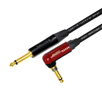 6 Foot - Gotham GAC-1 Ultra Pro - Premium Low-Cap (21 pf/F) Guitar Bass Instrument Cable w/Neutrik Gold Straight to Angled (Silent Plug) ¼ inch (6.35mm) TS Plugs - Custom Made by WORLDS BEST CABLES