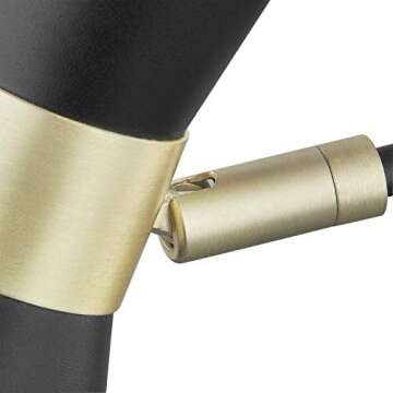 Light Society LS-W305-BK Beaker Wall Sconce in Matte Black with Swivel Arm and Brass Details, Modern Mid-Century Retro Style Lighting