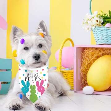 Easter Dog Bandanas, Reversible Easter Eggs Design 2 Pack, Happy Easter Holiday Puppy Dual-Layer Dog...