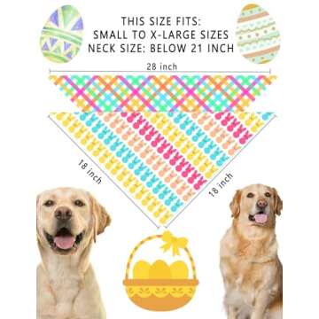 Easter Dog Bandanas, Reversible Easter Eggs Design 2 Pack, Happy Easter Holiday Puppy Dual-Layer Dog Kerchief Gifts (05)