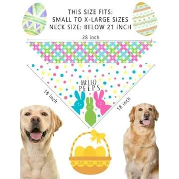 Easter Dog Bandanas, Reversible Easter Eggs Design 2 Pack, Happy Easter Holiday Puppy Dual-Layer Dog Kerchief Gifts (05)