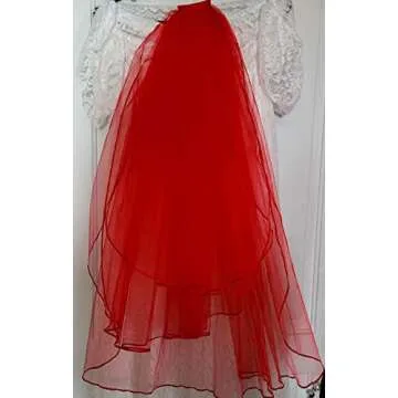 CENAST Women's Short Wedding Veils with Comb 3 Tier Halloween Tulle Bridal Veil Red