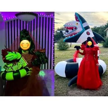 CENAST Women's Short Wedding Veils with Comb 3 Tier Halloween Tulle Bridal Veil Red