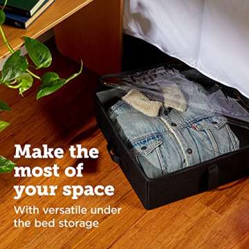 storageLAB Under Bed Storage Containers, Closet Organizers and Storage Bins, 2 Pack Underbed Clothes Storage Organizer with Sturdy Handles for use Under the Bed, End of Bed, Bed Accessories, Comforter