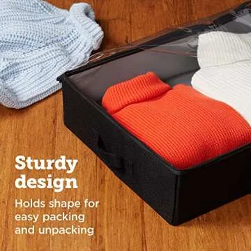 storageLAB Under Bed Storage Containers, Closet Organizers and Storage Bins, 2 Pack Underbed Clothes Storage Organizer with Sturdy Handles for use Under the Bed, End of Bed, Bed Accessories, Comforter