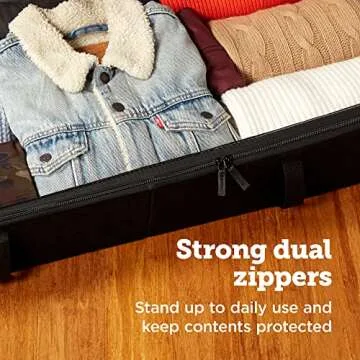 storageLAB Under Bed Storage Containers, Closet Organizers and Storage Bins, 2 Pack Underbed Clothes Storage Organizer with Sturdy Handles for use Under the Bed, End of Bed, Bed Accessories, Comforter