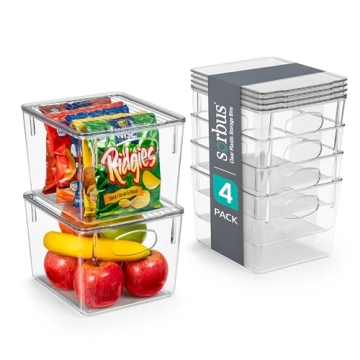 Sorbus Medium Plastic Storage Bins with Lids - for Kitchen Organization, Pantry Organizers and Stora...