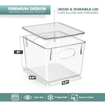 Sorbus Clear Medium Plastic Storage Bins with Lids