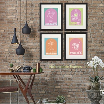 Modern Wine Bottle Canvas Wall Art - Set of 6 Unframed Prints