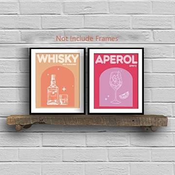 Modern Wine Bottle Canvas Wall Art - Set of 6 Unframed Prints