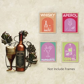 Modern Wine Bottle Canvas Wall Art - Set of 6 Unframed Prints