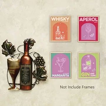 Modern Wine Bottle Canvas Wall Art - Set of 6 Unframed Prints