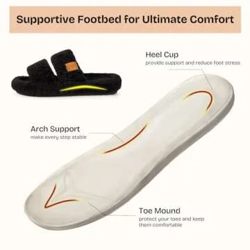 EverFoams Womens Fuzzy Open-toe Slippers Soft Comfy Memory Foam