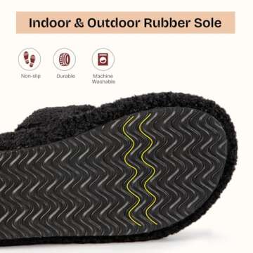 EverFoams Womens Fuzzy Open-toe Slippers Soft Comfy Memory Foam Indoor House Shoes Matt Black,9-10 US