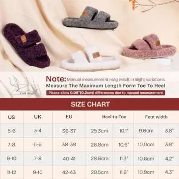 EverFoams Womens Fuzzy Open-toe Slippers Soft Comfy Memory Foam