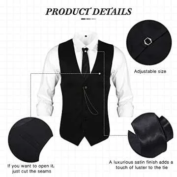 Hercicy 1920s Men's Costume Accessories Set, Gangster Vest Hat Suspenders 20s Outfit Clothing for Men 1920s (Black,X-Large)
