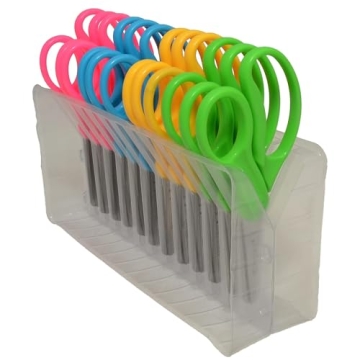 Durable Kids Safety Scissors – Pack of 12, Assorted Colors