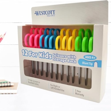 Durable Kids Safety Scissors – Pack of 12, Assorted Colors