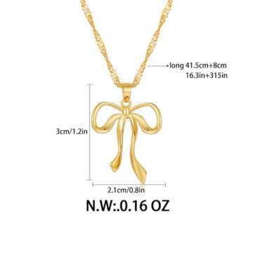 Gold Bow Necklace - Elegant Gold Plated Jewelry for Women