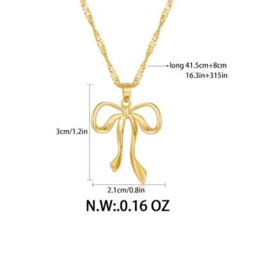 Gold Bow Necklace - Elegant Gold Plated Jewelry for Women