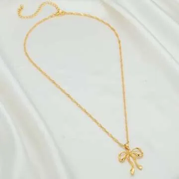 Gold Bow Necklace - Elegant Gold Plated Jewelry for Women