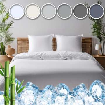 Vegan Silk - Bamboo Viscose Cooling King Size Bed Sheet Set - White - Cool & Moisture Wicking for Ho...