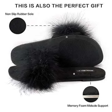BCTEX Women's Feather Slippers - Cozy Memory Foam Comfort