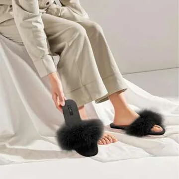 BCTEX Women's Feather Slippers - Cozy Memory Foam Comfort