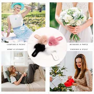 BCTEX COLL Women's Fluffy Pom Pom Feather Slipper Memory Foam Cozy Slippers House Bedroom Fuzzy Slippers for Women