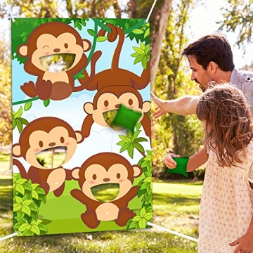 Jungle Safari Animals Bean Bag Toss Games with 3 Bean Bags Jungle Safari Theme Party Games Decoratio...