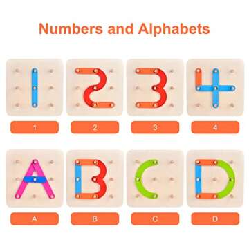 FUN LITTLE TOYS 27 PCs Preschool Learning Toys Stacking Blocks Wooden Letters Number Shape Puzzles f...