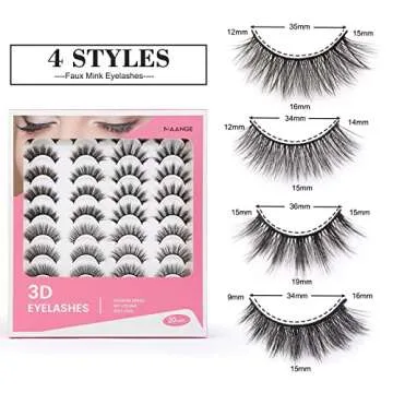 MAANGE Faux Mink Lashes - 20 Pairs Reusable 3D Set