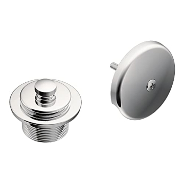 Moen Chrome Push-N-Lock Metal Tub and Shower Drain Kit and Overflow Cover with 1-1/2 Inch Threads, T...