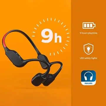 PHILIPS A7607 Bone Conduction Headphones,Wireless Bluetooth Open-Ear Headphones Sound,AI mics,Noise Reduction,9-Hour Battery,Fast Charging,LED Safety Lights,IP66,App Control,Black