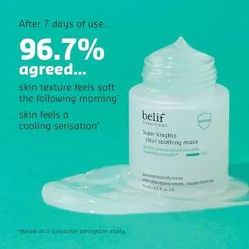 belif Super Knight Clear Soothing Mask, Overnight Hydrating Face Mask, Lightweight, Cooling & Antioxidant-Rich, Squalane, No Wash Off & No Sticky Residue, Korean Skin Care