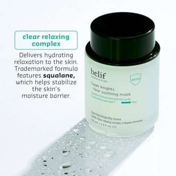 belif Super Knight Clear Soothing Mask, Overnight Hydrating Face Mask, Lightweight, Cooling & Antioxidant-Rich, Squalane, No Wash Off & No Sticky Residue, Korean Skin Care