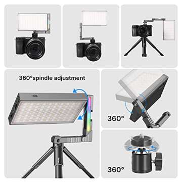 ULANZI RGB Video Light, R70 LED Camera Light Panel Built-in 5000mAh Rechargeable Battery, CRI≥95 2700-8500K Dimmable Photography Lighting 360 Full Color 20 Light Effects Support Magnetic Attraction
