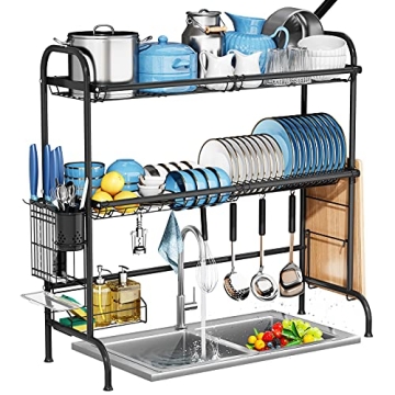 MOUKABAL Over The Sink 2-Tier Dish Drying Rack