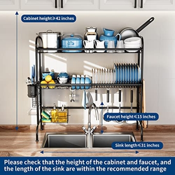 MOUKABAL Over The Sink 2-Tier Dish Drying Rack