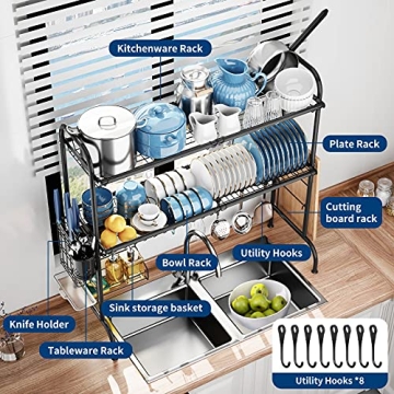 MOUKABAL Over The Sink 2-Tier Dish Drying Rack