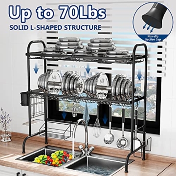 MOUKABAL Over The Sink 2-Tier Dish Drying Rack