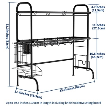 MOUKABAL Over The Sink 2-Tier Dish Drying Rack