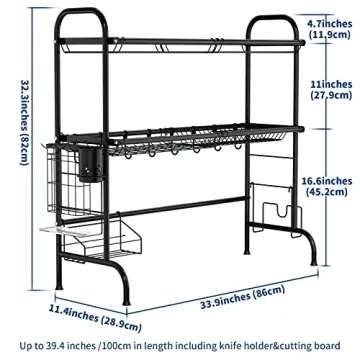 MOUKABAL Over The Sink 2-Tier Dish Drying Rack