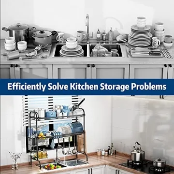 MOUKABAL Over The Sink 2-Tier Dish Drying Rack