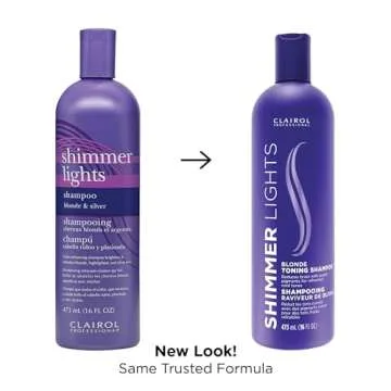 Clairol Professional Shimmer Lights Purple Shampoo, 16 fl. Oz, Neutralizes Brass & Yellow Tones, For Blonde, Silver, Gray & Highlighted Hair Packaging May Vary