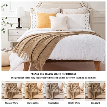BATTILO HOME Tan Decorative Throw Blanket for Couch