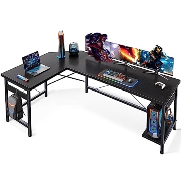 Coleshome 66" L Shaped Gaming Desk, Corner Computer Desk, Sturdy Home Office Computer Table, Writing...