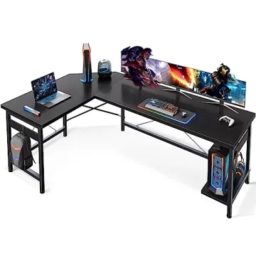 Coleshome 66" L Shaped Gaming Desk, Corner Computer Desk, Sturdy Home Office Computer Table, Writing...