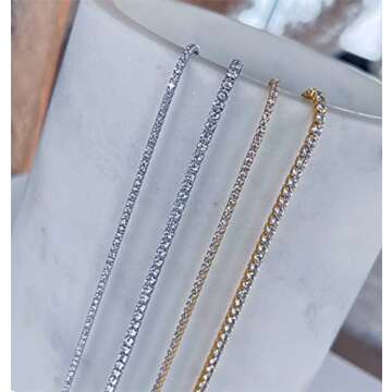 EFTOM 2pcs Diamond Choker Clear Crystal Women Rhinestone Necklace Sparkling Gift Jewelry