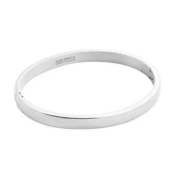 Edforce Stainless Steel Women's Stackable Bangle Bracelet Hinged Oval-Shape (Silver, Medium 6.75" Inches)